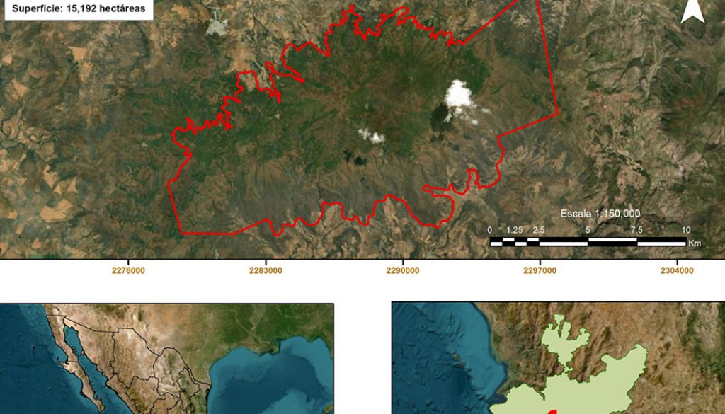 Figura 1. Mapa de ubicación geográfica del Área de Protección de Flora y Fauna Sierra de Quila, Jalisco. Fuente: Elaboración propia con base en información de Conabio (2019) y Villavicencio et al. (2015).