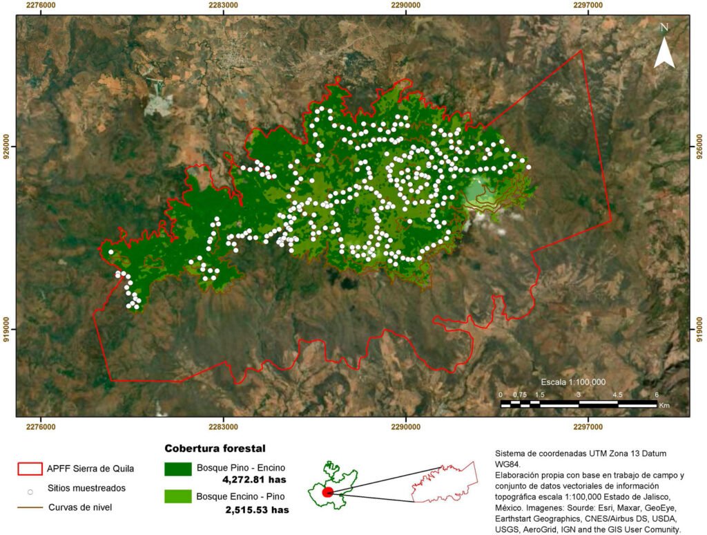 Figura 2. Distribución de los sitios de muestreo (SM). Fuente: elaboración propia, con base en Villavicencio et al. (2015).
