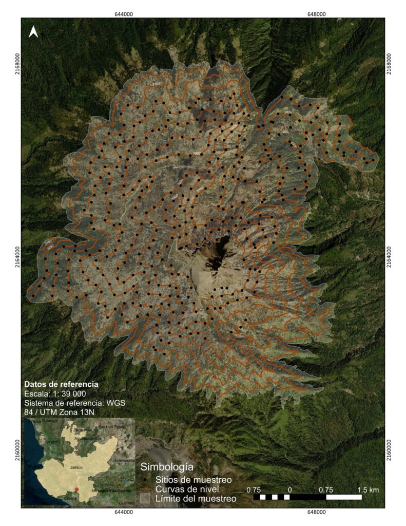 Figura 1. Área de estudio y sitios de muestreo.